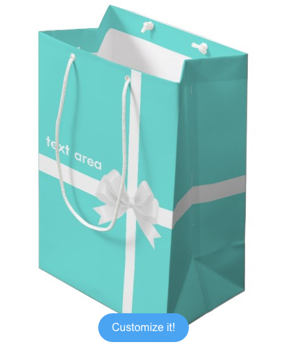 Custom LOGO Printed Tiffany Blue Paper Gift Bags